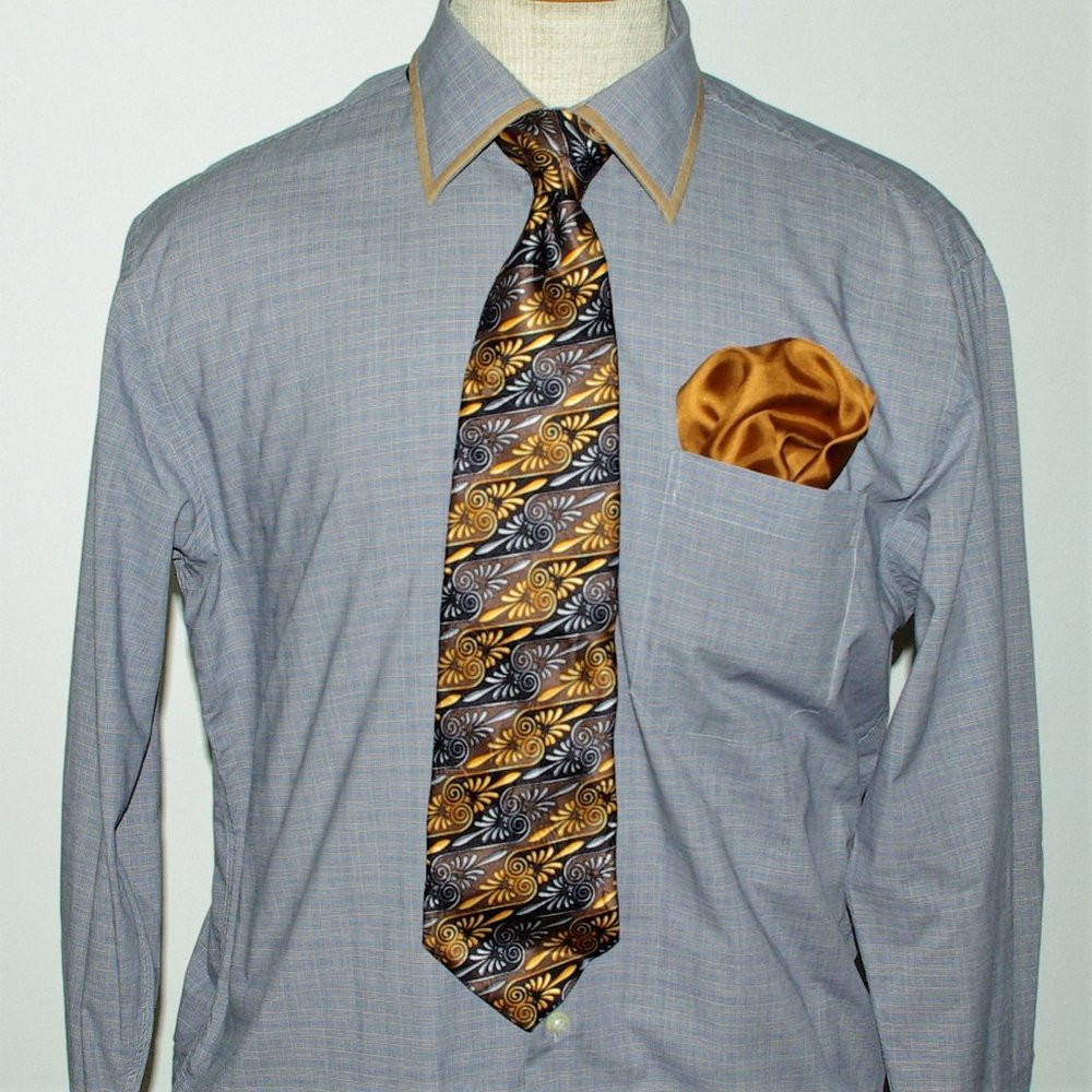 EUC Elegent H.Halpern Shirt/Tie/Pocket square.